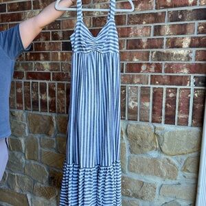 J. Crew Blue and White Striped Maxi Dress